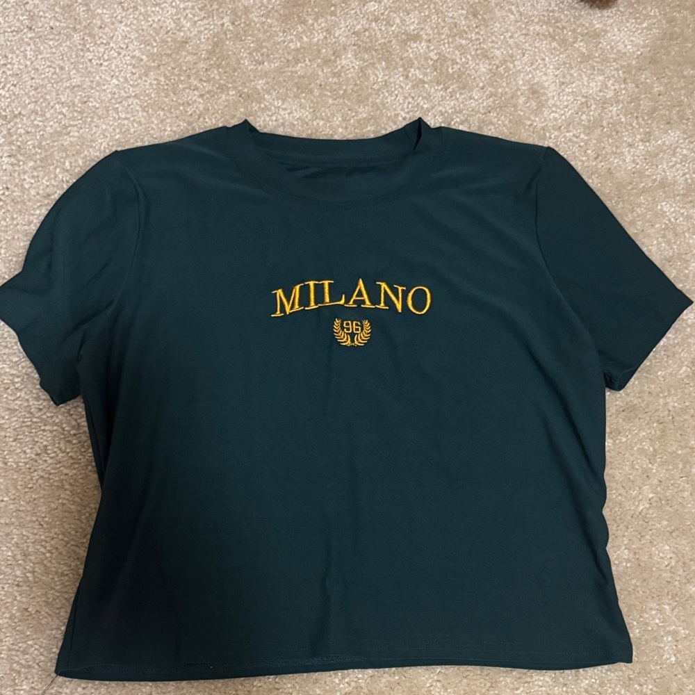Milano Forest Green Tee with Gold Embroidery